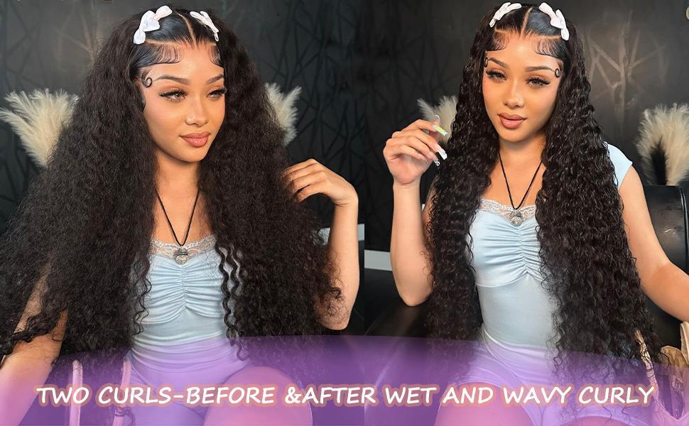 Bling Hair Human Hair Wig Deep Wave 13x4 13x6 Transparent HD Lace Frontal Wig for Women Pre Plucked Brazilian 4x4 Lace Closure Wig Curly 30 Inches 180% Natural Hairline #SummerVibes