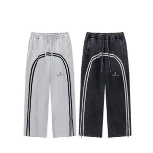 Men's Regular Fit Striped Print Drawstring Waist Sweatpants, Casual Comfortable Pocket Pants for Fall ,amp; Winter, Workout Clothes, ;Men's Clothes Trousers for Daily Wear, Sweatpants Streetwear, ;Pants for Men