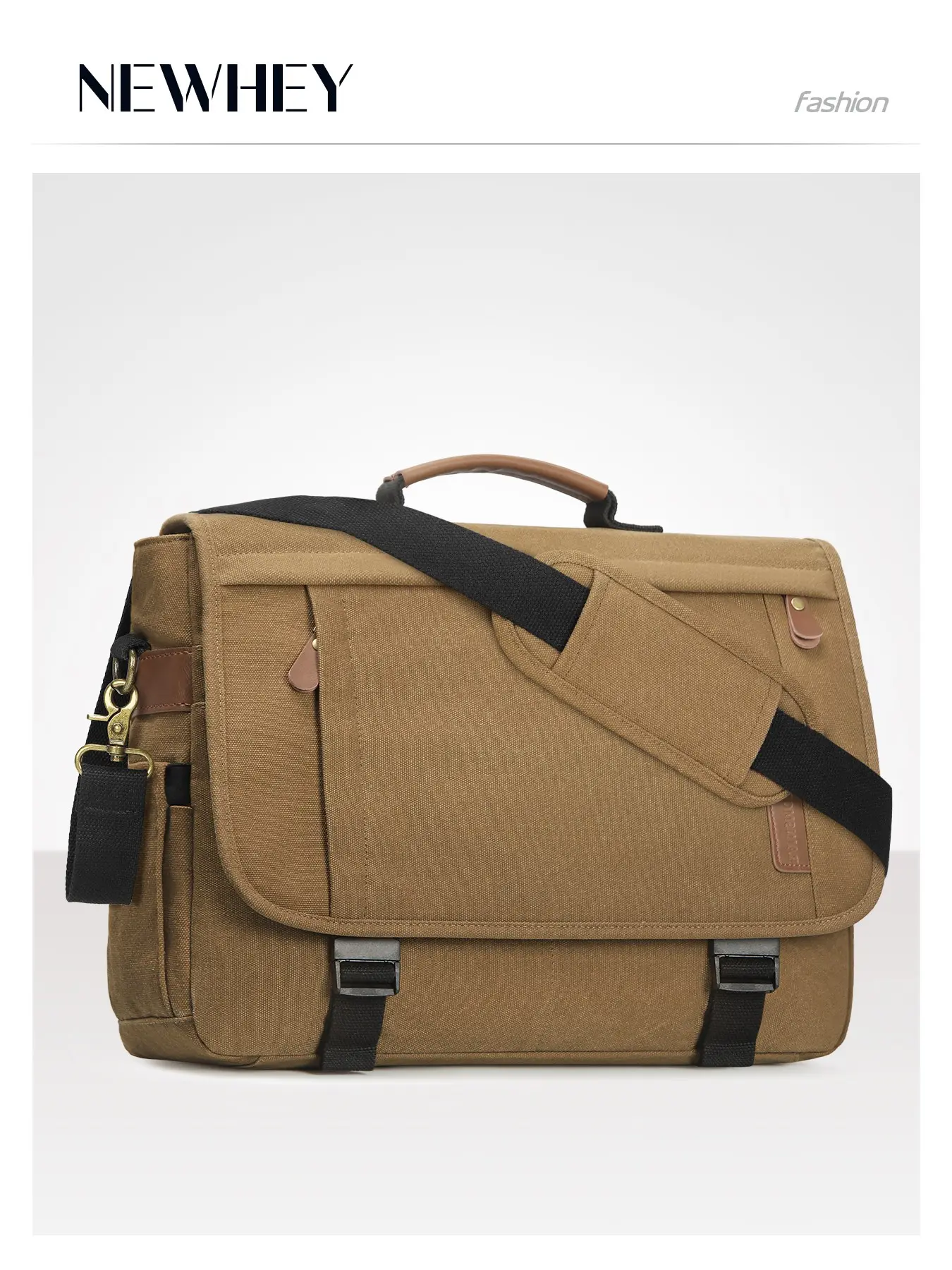Messenger Bag for Men 17-17.3 Inch Laptop Bag Water-resistant Canvas Computer Shoulder Bag Office Work Briefcase Large Casual Satchel Bags for Men Bookbag for College, Khaki Travel Essentials