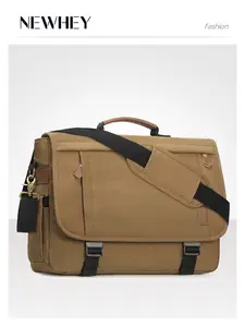 Messenger Bag for Men 17-17.3 Inch Laptop Bag Water-resistant Canvas Computer Shoulder Bag Office Work Briefcase Large Casual Satchel Bags for Men Bookbag for College, Khaki
