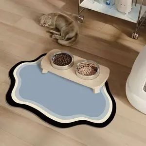 Fast-Drying Pet Feeding Mat for Dogs and Cats, Splash-Proof and Absorbent, Easy to Clean with Paw Print Design, Perfect Gift for Pet Owners dog product fish cat toy smart fountain Slow Feeder Interactive Dog Bowl