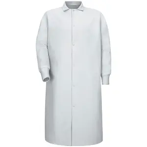 Red Kap mens Gripper Front Spun Polyester Pocketless Butcher Coat With Knit Cuffs overalls and coveralls workwear apparel, White, Large US