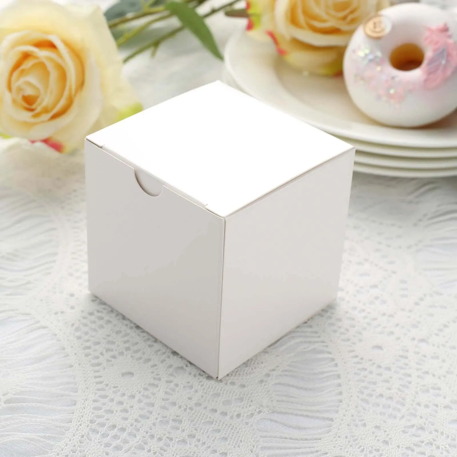 100-Pack Easy DIY White Party Gift Boxes, 3-in-1 Office Wrapping Supplies for Desserts & Disposable Candy Packages, Suitable for Weddings, Party Gift Packs