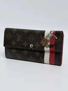 Pre-owned Louis Vuitton Canvas Long Wallet Monogram Groom Sarah Long Envelope Wallet Red JD410LV