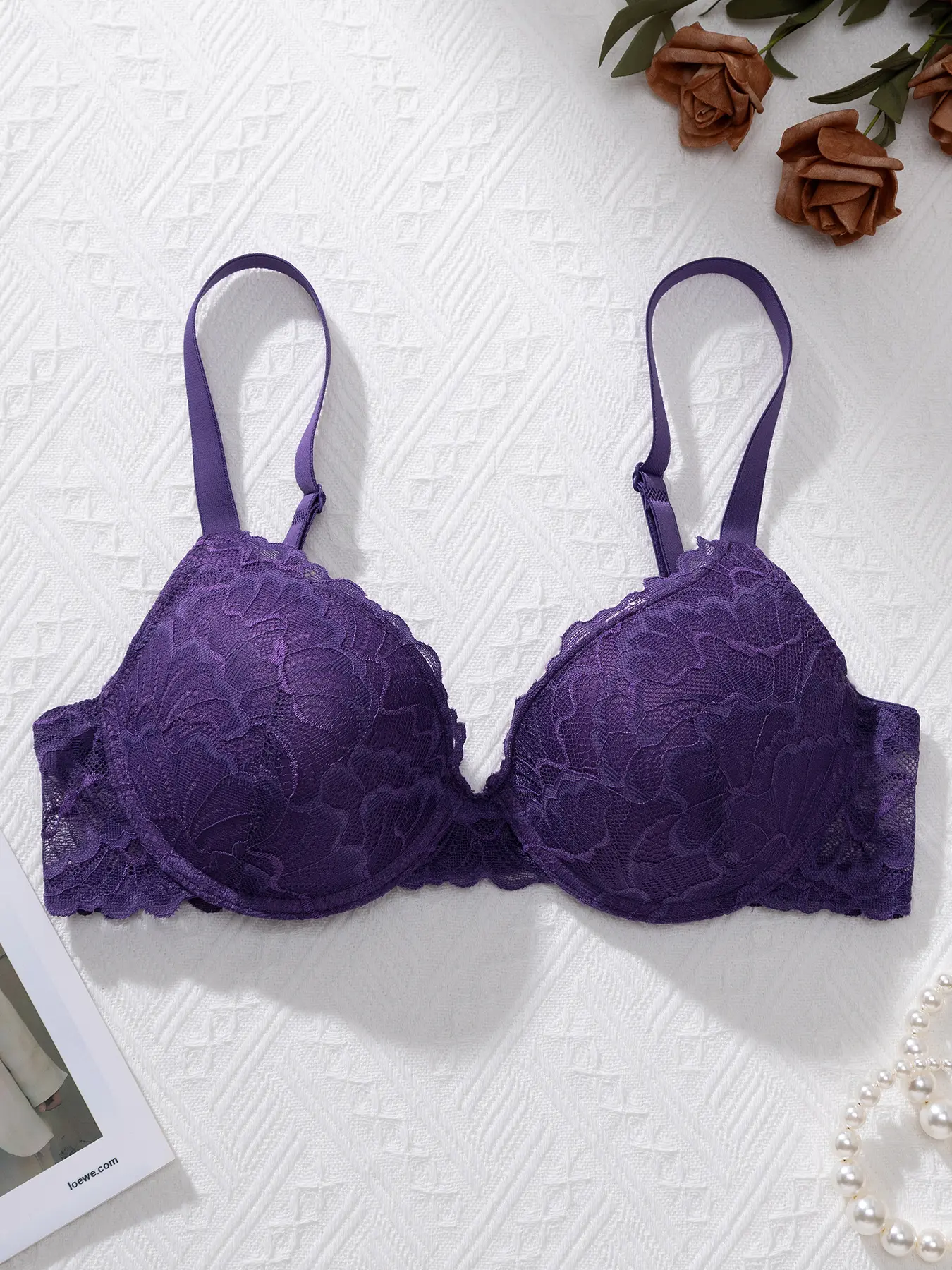 1 Piece Sexy Lace Women's Bras, Breathable Fabric Bra, Suitable for All Seasons, Everyday Casual, Comfortable, Breathable, Skin-Friendly All Day, with Hook Closure, Underwire, 3D Shaping, Integrated Cup, Sporty Back Design