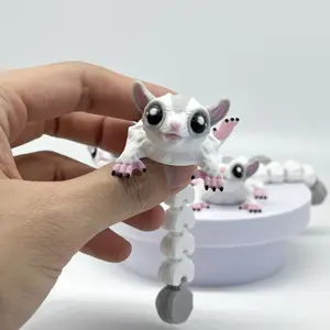 Articulated 3D Printed Sugar Glider Collectible Figurine, Poseable Limbs & Tail, Cute Pocket Pet Decor, Unique Gift for Animal Lovers & Collectors