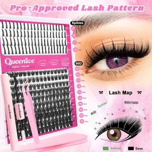 Large Capacity Eyelash Extension Kit, Under Lashes, Spike Lashes, D-Curl Lash Clusters 10-18mm, DIY Eyelash Extensions, Reusable, Makeup Essentials