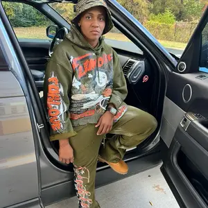 Pain into Profit Sweatsuit - Olive Green Hoodie & Jogger Set with Graphic Print for Casual Wear