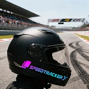 1SET Street "SPEEDTRACKER" Light Cool Decor Sticker (for motorcycle helmet/creative skateboard/racing backpack) "SPEEDTRACKER" logo design, street tough & explosive track racing trendy vibe Decor sticker + street racing-style decor goods