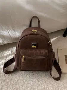 Women's Leopard Print Zipper Closure Multi-Pocket Bag, Casual Lightweight Backpack, Fashion Versatile Sexy Design for Daily Use & Travel, All Seasons