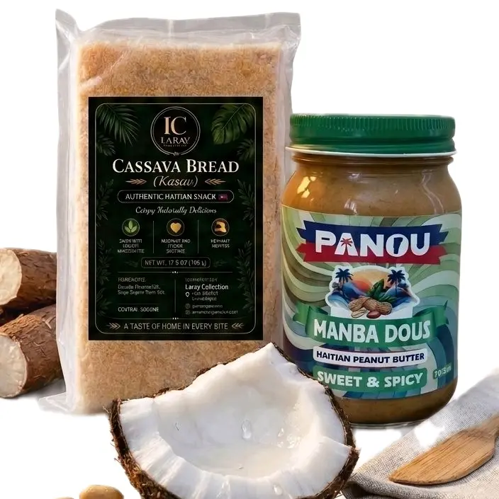 Bundle 2 pieces of Haitian Cassava bread- 2 morceaux Kasav dous kokoye + 1 sweet peanut butter