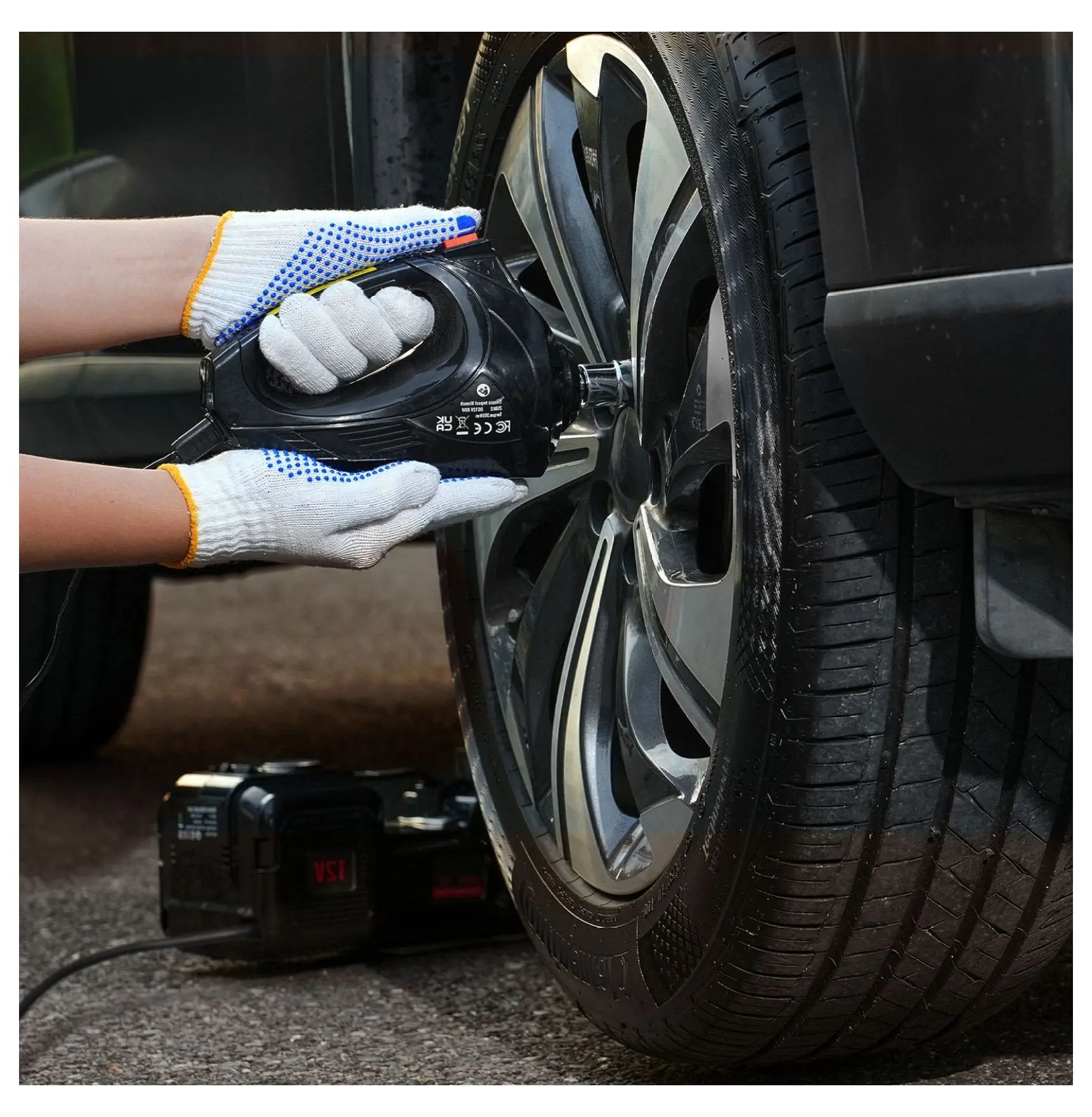 Electric Car Jack 5 Ton, 12V Hydraulic Scissor Jack with Inflator & Impact Wrench With Configured Inflatable Function With Impact Wrench