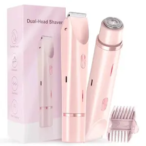 Rechargeable Electric Razor Mini Women Bikini Trimmer Body Hair Removal Dual Head Portable Epilator, Abs Material, 5v Power Consumption