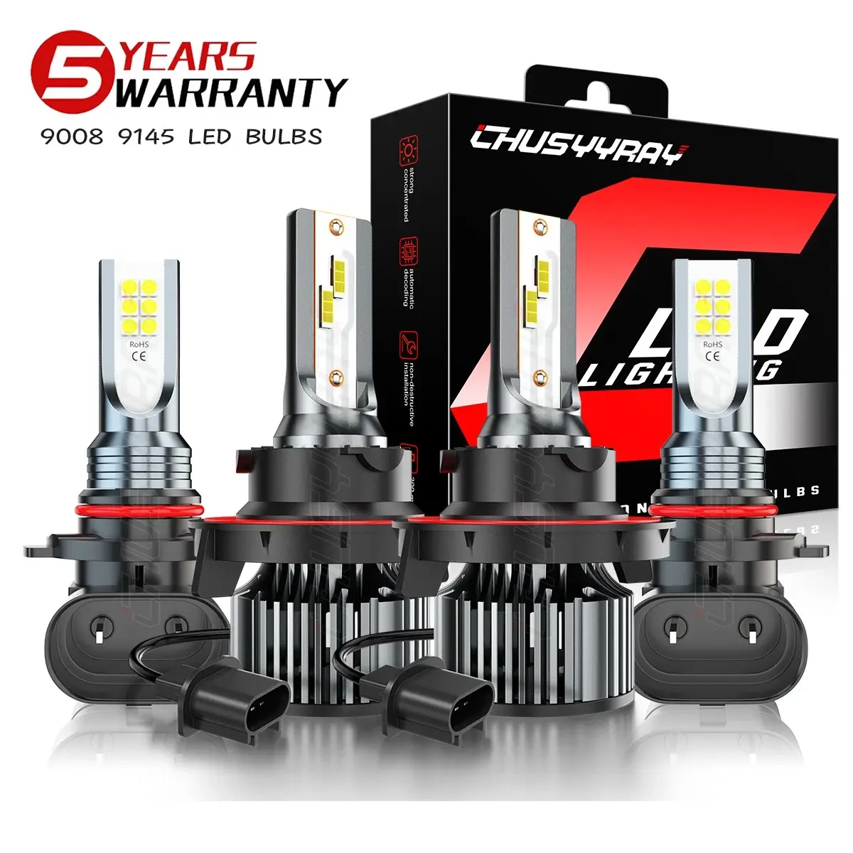 Truck Accessories Compatible with Ford F250 F350 F450 F550 Super Duty 2005 2006 2007 2008 2009 2010 2011 2012 2013 2014 2015 2016 2017 2018 LED Headlights + Fog Lights Led Headlamps Bulbs