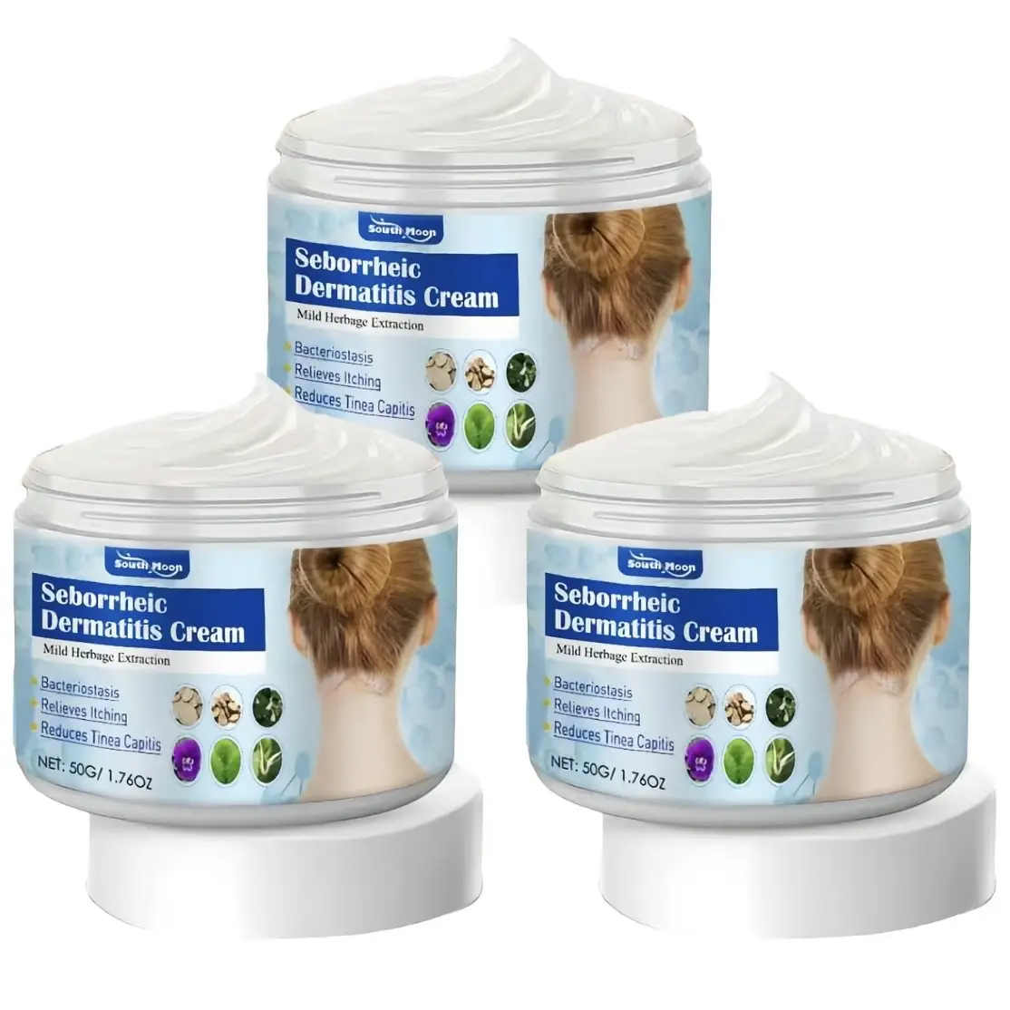 3-Bottle South Moon Gentle Herbal Scalp Care Ointment, Multi-Use Topical Cream for Head Pimples & Uncomfortable Skin Repair, Plant-Based Mild Soothing Treatment Smooth Daily Mild Plant