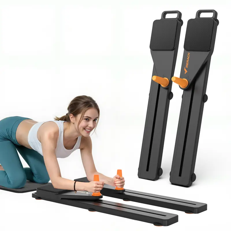 Merach Foldable Abdominal Muscle Trainer - Compact Multi-functional Detachable Split Machine with 15 lbs Strong Rebound Elastic Rope, Thick Soft Knee Pads, Ab Twist Boards for Core Strengthening, Home Gym Workout Equipment for Full-body Workouts