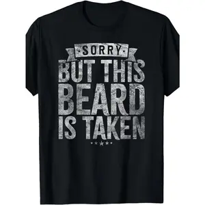 Men's Funny "Sorry, This Beard Has Been Taken" T-Shirt - Oversized Beard Print Gift for Bearded Guys, Loose Fit Plus Size Tee with Humorous Message, Machine Washable Casual Shirt, PLUS SIZE