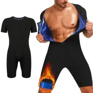 Menswear Sweat Sauna Bodysuits  Body Shaper Exercise Training Shapewear Sports Athletic Jumpsuits Stretchy Breathable Shirt Garment Clothes Workout Workout Zipper Overalls Compression Gamis Fabric Bestie Fitness Seamless