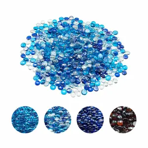 【Summervibes】VEVOR Fire Glass, 10LBS / 4.5KG Smokeless & Fireplace Rocks, 3/4-Inch / 19.05 mm Reflective Firepit Glass Beads, High Luster Stone Landscaping for Fire Pit Table, Cobalt Blue + Caribbean Blue + Clear