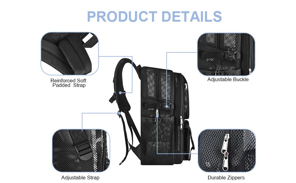 Mesh Backpack for School 36L Large Capacity Stylish Daypacks with Inner Laptop Compartment Lightweight Unisex Design for Adults Girls & Boys