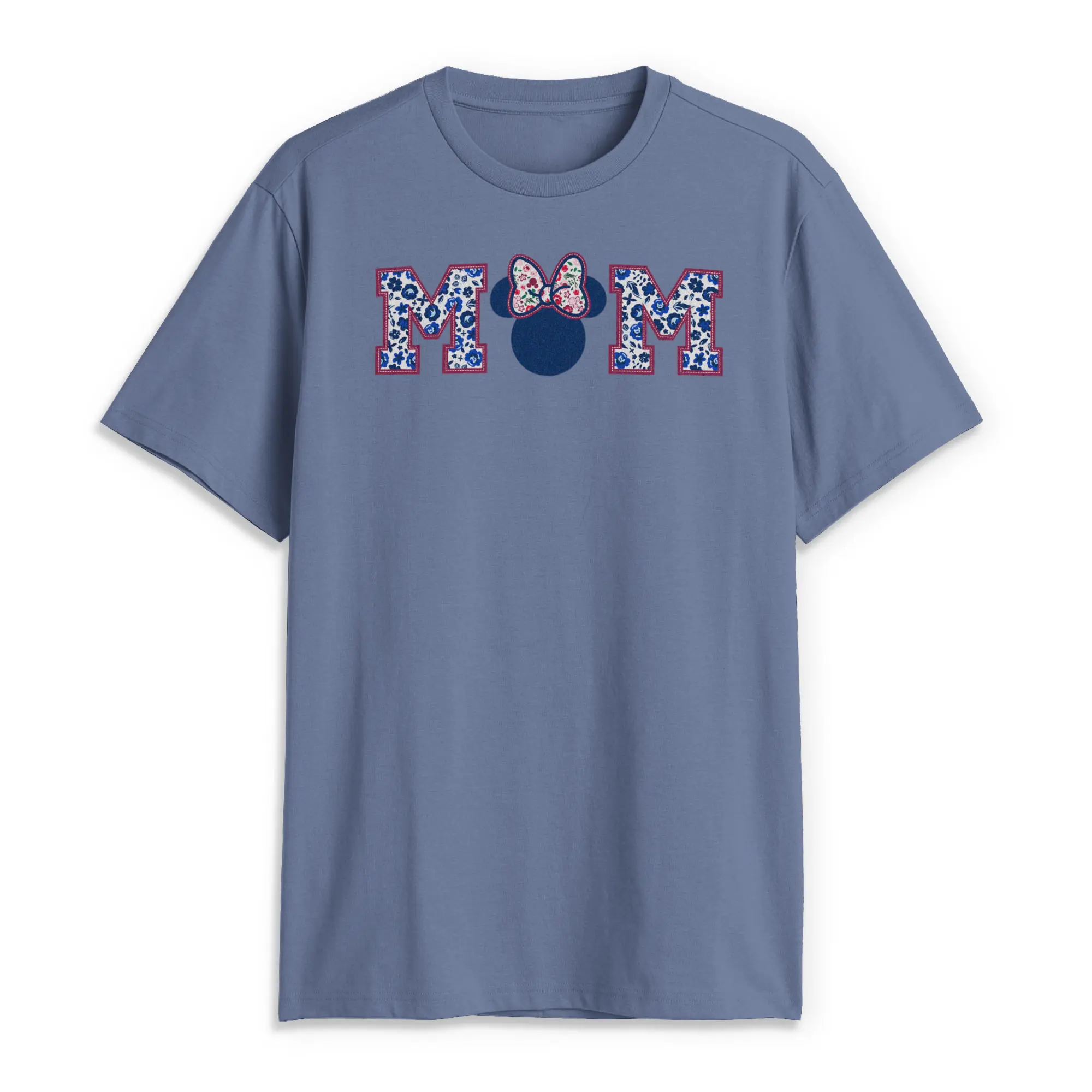 Disney Men's Short-Sleeve Minnie Mouse Mom Floral Bow Graphic Print T-Shirt, Menswear T-Shirt, Tshirt, Round Neck, Tee, Water-Based Ink, Cotton, M, Apparel, Shortsleeve, Casual, Flower