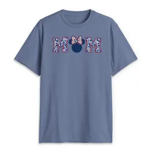 Disney Men's Casual Round Neck Short-Sleeve Stylish Minnie Mouse Mom Floral Bow Graphic Print Apparel T-Shirt