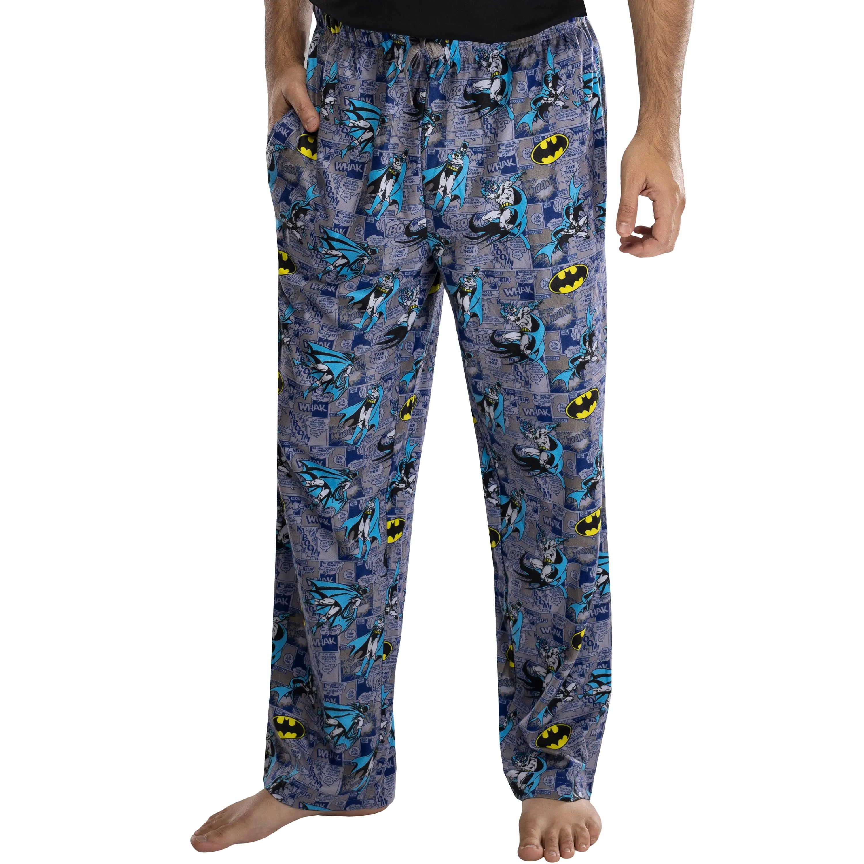 DC Comics Adult Classic Batman Comic Allover Print  Loungewear Pajama Pants For Men, Polyester, Nightwear, Retro, Menswear, Elastic