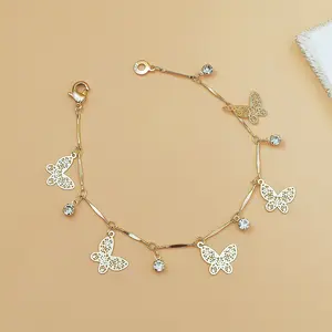 Dainty Gold Butterfly Bracelet for Women - 14K Gold Plated Filigree Design with Sparkling CZ Charms, Elegant Statement Jewelry for Birthday, Anniversary Gift