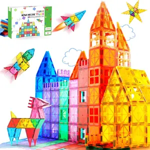 Magnetic Tiles, 46PCS Kids Toys Sturdy Magnetic Blocks for Kids Ages 4-8, Toy Boys and Girls Gift Set Educational, Magnet Tiles Building Blocks Learning Toys, STEM Montessori Toys Gift for Kids Boys 3 4 5 6 7 8 9+ Year Old