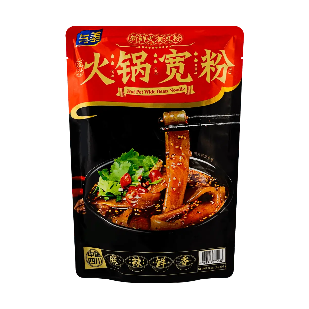 YUMEI Wide Sweet Potato Glass Noodles - Spicy Hot Pot Mix, 9.32oz