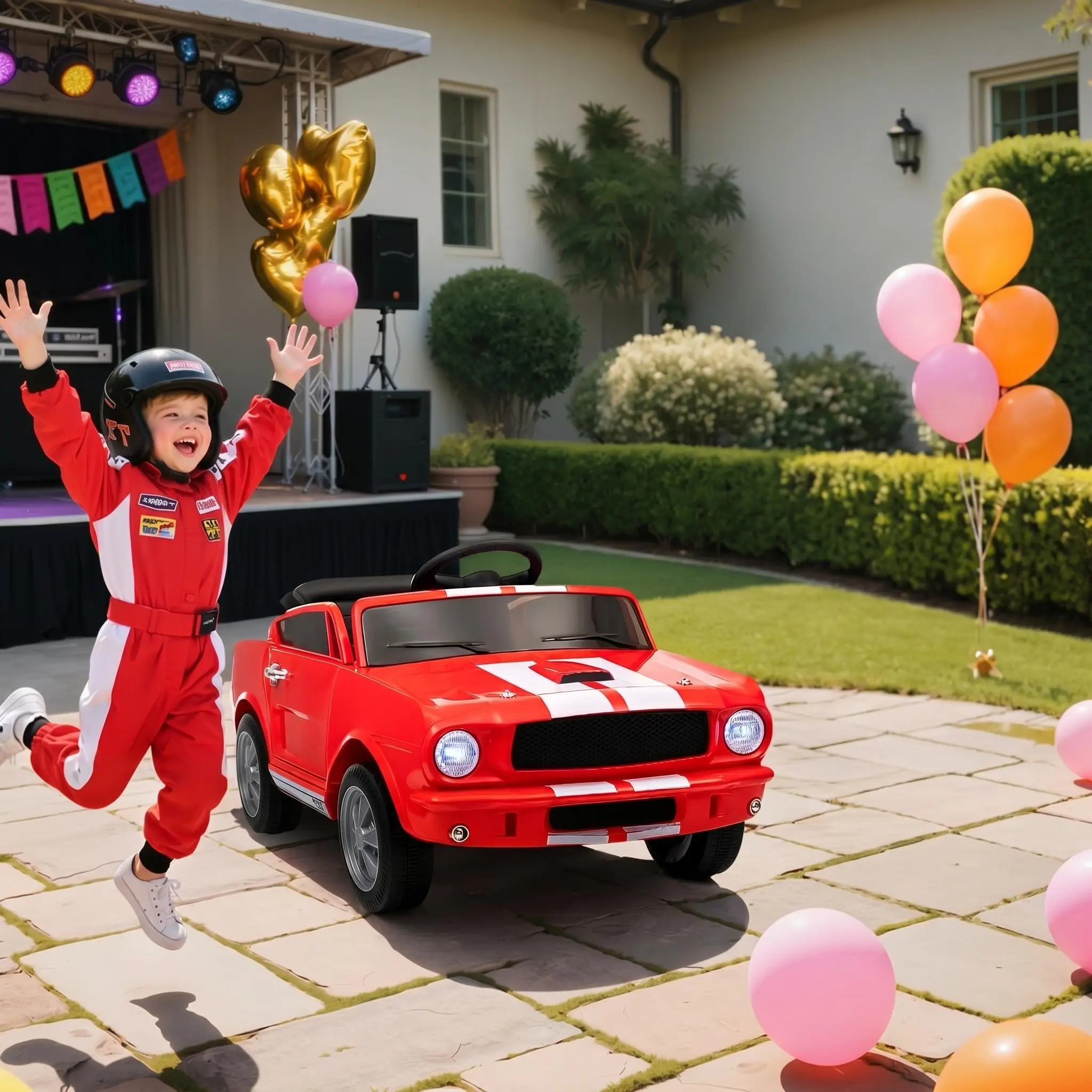 Garvee Licensed 12V Shelby GT350 Muscle Car Kids Electric Ride-On Truck - Parental Remote Control, Adjustable Speed, Front & Rear Headlights, Impact-Safe, Batteries Included, Ideal for Home & Backyard Play