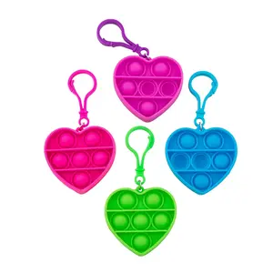 2 1/4" Mini Heart Lotsa Pops Pop Fidget Toy Keychains - 12 Pc.