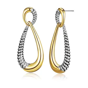 MYTYS Twisted Hoop Dangle Earrings for Women Unique Drop Earring Jewelry Gift Trendy Fashionable Accessories Classic Versatile