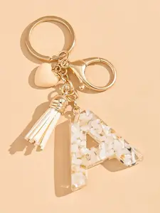 Heart Fringe Head Keychain, Resin Letter Design, Cute Style, Ideal Gift for Women & Girls, Perfect for Daily Use, Cute Charms Keychain