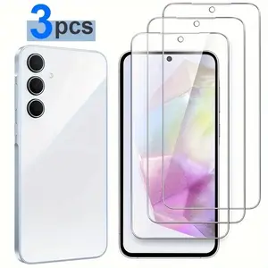 [3-piece Set] Suitable for Samsung A16/26/35/36/55/56, Fingerprint Unlocking, Full Coverage Tempered Glass, Flat Tempered Glass Protective Screen Protector