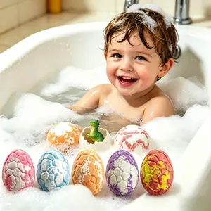 Dinosaur Egg Bath Bombs for Kids with Surprise Dinosaur Toys Inside, Christmas Gift Set, Natural Essential Oil Fizzy Spa Bath Bombs for Boys Girls