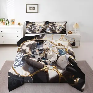 Feelyou 3D Anime-Inspired Duvet Set - Japanese Cartoon Bedding, Cute Kawaii Sailor Suit Theme Comforter Set, Cyber Retrofuturism Homebody Room Decor Quilt