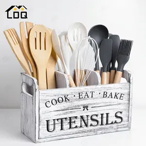 LDQ 1pc 3-part wooden kitchen storage box, countertop and wall-mounted kitchen storage items, kitchen organization and storage, kitchen accessories, Cutlery Holder