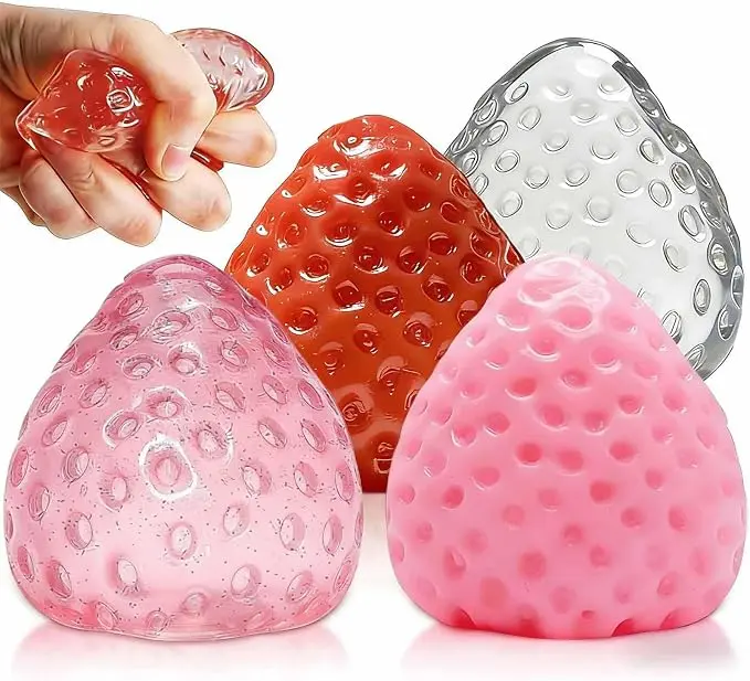 Big Strawberry Squishy Toys Slow Rising Fruit Squishies Upgrade Jumbo Squeeze Cute Fidget Strawberry for Adults and Teens, Portable Desk for Daily Hand Play Squeeze Ball Game
