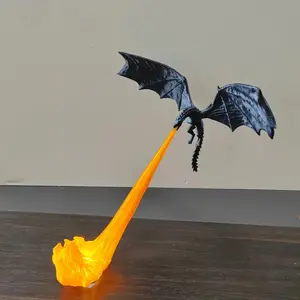 3D Dragon Flame Sculpture Ornament, Interior Decoration Accessories - 3D Printed Fire Breathing Dragon Statue, Suitable for Home, Office Desk, Cabinet, and Computer Desk