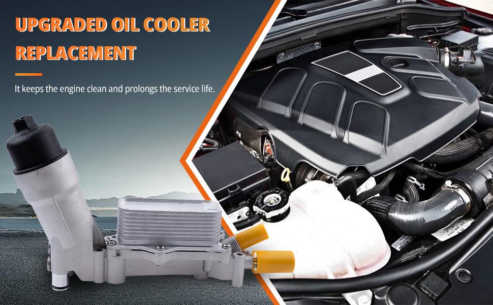 Engine Oil Cooler Filter Housing Assembly Kit with Oil Filter, Cap, Gaskets & Sensors