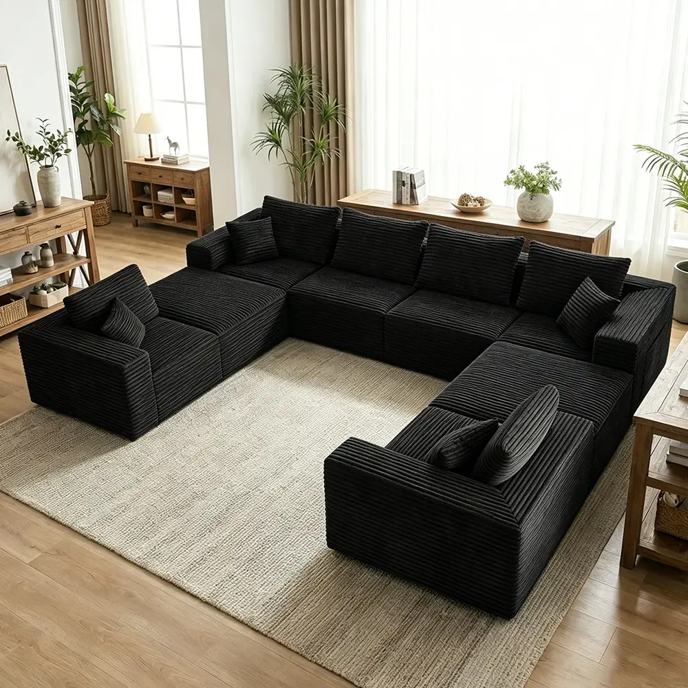 【8 Packages shipping】142'' Oversized U-Shaped Boneless Sectional Couch，8 Seater Modular Boneless Cloud couches with Chaise Lounges，Free Combination Deep Seat Corner Large Couch，NoAssembly Required,For Big Comfy LivingRoom Apartment