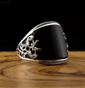Handmade Retro Textured Finger Band Ring - Black Enamel Embossed Pattern, Solid Black Finish, Fashion Ornament for Street Club, Vintage Daily Outfits, Cross-Border Hot New Statement Jewelry
