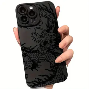 Dragon Pattern Phone Case Casing, Artistic Style Phone Protective Cover, Phone Accessory Compatible with iPhone 16 15 14 13 12 11 Pro Max XS XR