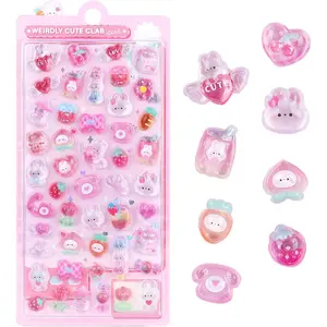 3D Cute Stickers Cartoon Pink Rabbit Puff Stickers Kawaii Mini Puffy 3D Reusable Tiny Patch for Scrapbooks Planner Journals Laptops Phone Case Decoration