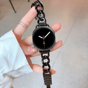 Women's Denim Chain Metal Strap for Samsung Galaxy Watch 8/8Classic Ultra 47mm 40mm-46mm, Adjustable Fit, Perfect Accessory for Your Smartwatch