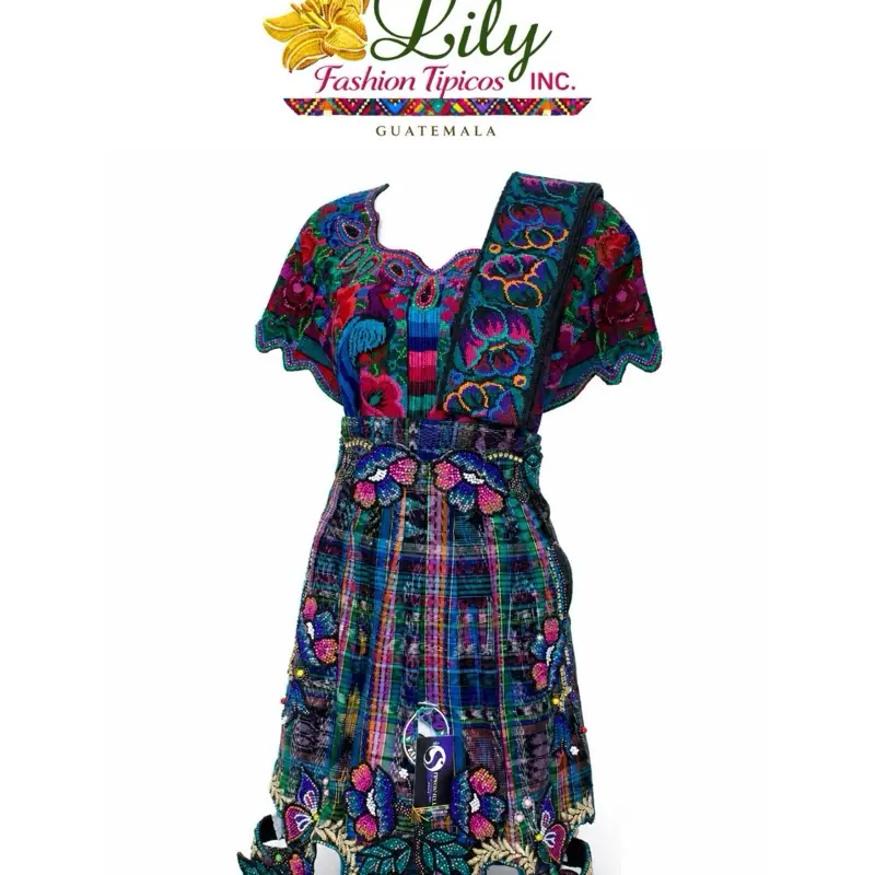 Women's Artisanal Dress with Floral Embroidery, Handmade Statement Piece with Cultural Significance for Parties, Traditional Costumes, Artisanal Dress Set, Embroidered, Stitch, Hand-Stitched, Clothes