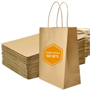 100pcs 8x4.5x10.8 Inch Brown Kraft Paper Bags with Handles Bulk Gift Bags Bulk CUSTOMIZABLE Eco-Friendly Packaging vevor kraft paper bag