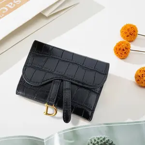 Women's Wallet |  PU Leather Compact Card Holder with Gold D-Charm, Shopping & Casual Outfits | Must-Have Chic Accessory for Ladies