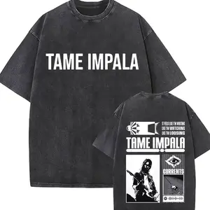 Tame Impala Deadbeat Tour 2025 Vintage Washed T-shirt Mens Hip Hop Unisex Short Sleeve T Shirts Casual O-Neck Cotton T Shirts